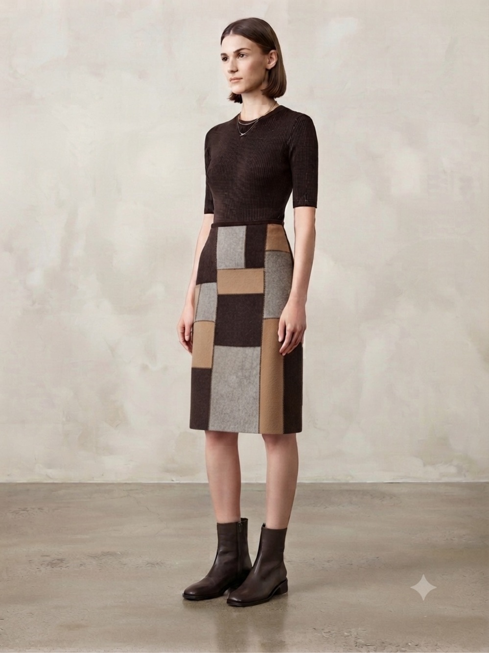 The Limited Womens 4 Wool Patchwork 90s Y2K Whimsigoth Cottagecore Skirt